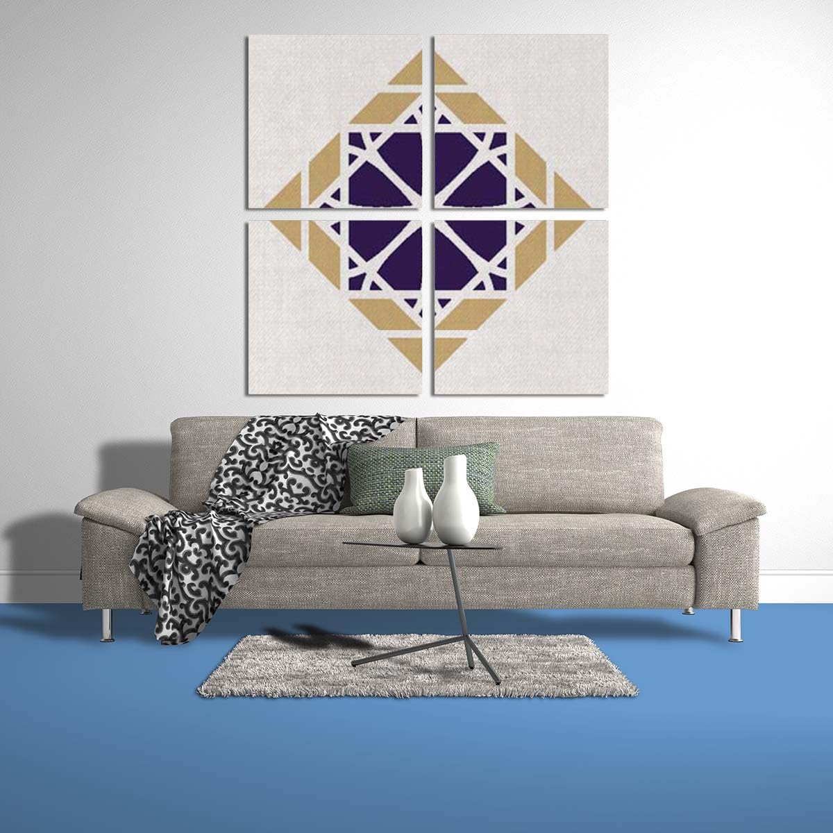 bpa Arabesque Distribution, Canvas wall art, Multicolour, Canvas, 4 Pieces, 40 x 40 By(®)