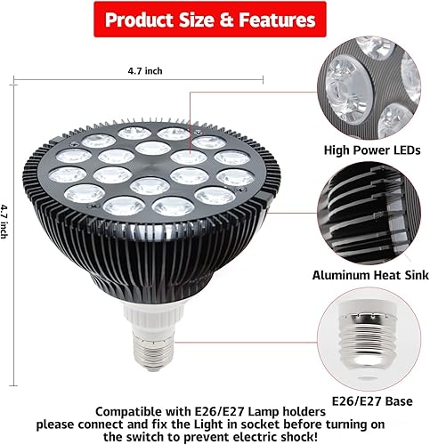 Miniatura 3 de Lámpara de terapia de luz roja, 18 LED, 54 W, dispositivo combinado de luz infrarroja y roja para la salud de la cara y la piel, alivio del dolor