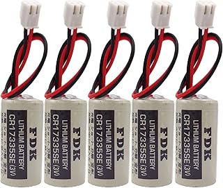 (Pack of 5) CR17335SE 3V 1800mAh Non-Rechargeable Lithium Cell for FDK CR17335SE 3V Epson Robot Controller RC Series Battery R13B060003 with White Plug