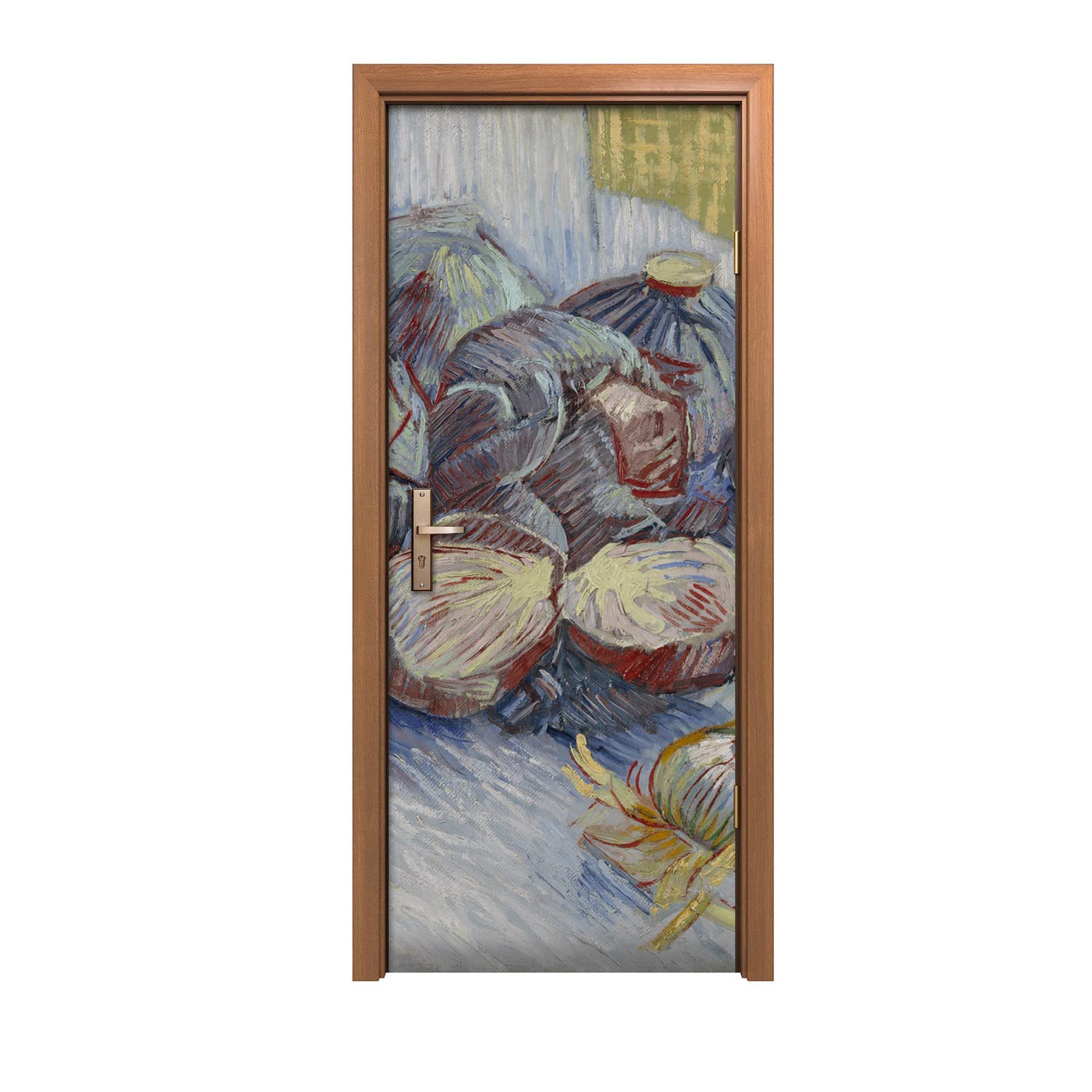 Sticker de porte chou et oignon vinyle adhésif haute définition 80x200