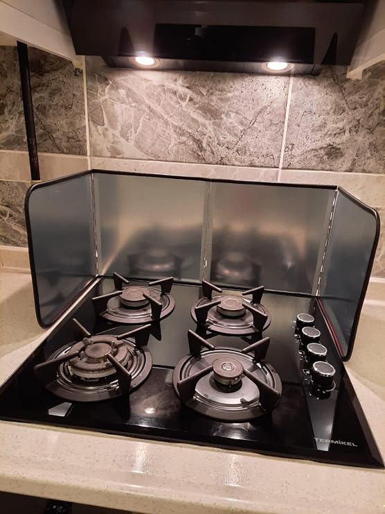 Yağ Sıçratmaz Ocak Arkası Koruyucu 120x30 Büyük Boy Katlanabilir Paslanmaz Metal Sac
