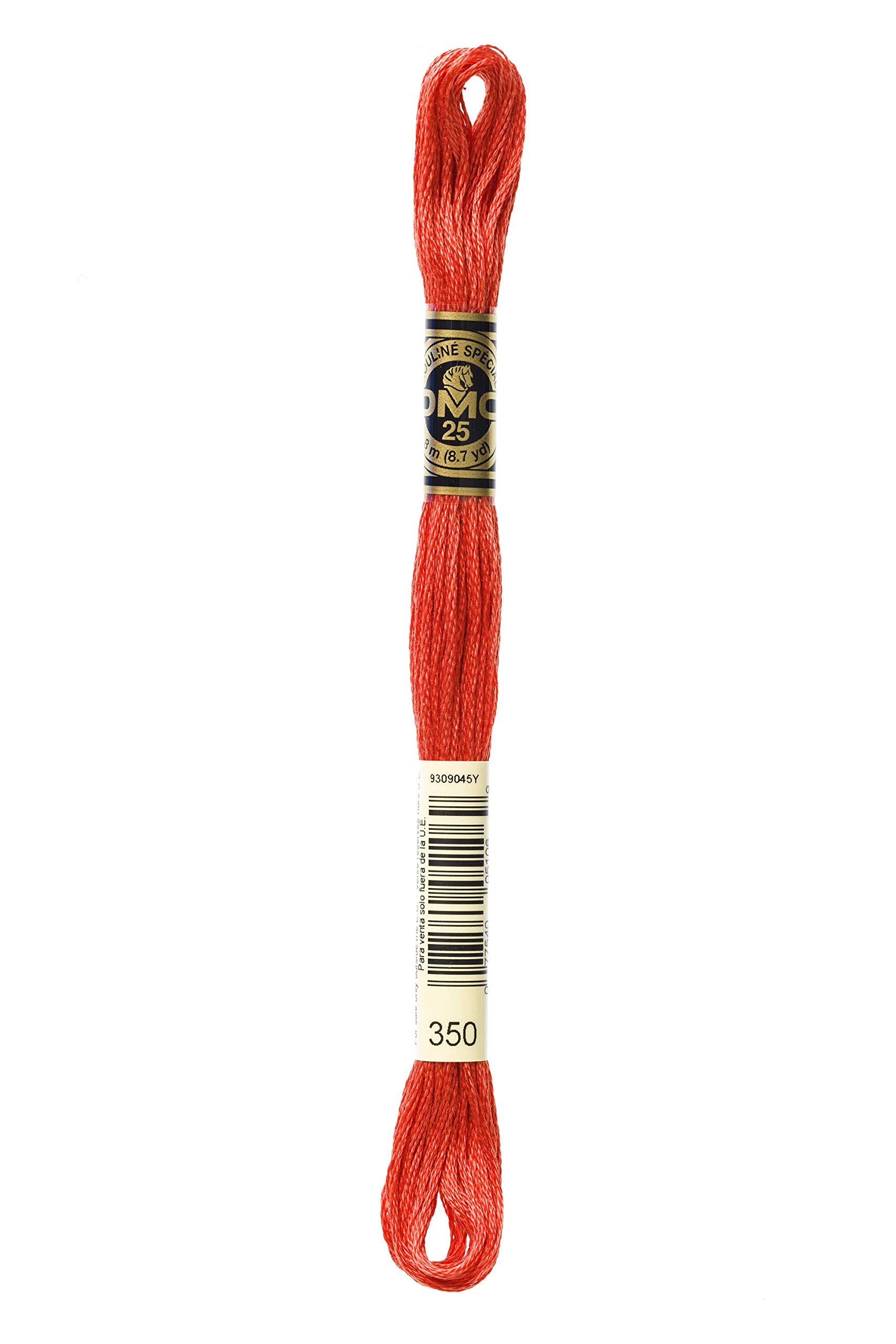 DMC 117-350 Mouline Stranded Cotton Six Strand Embroidery Floss Thread, Medium Coral, 8.7-Yard