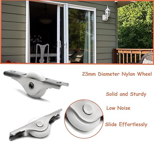 Miniatura 5 de MroMax Rodillos de puerta de pantalla de 0.906 in0.91 pulgadas de diámetro, rueda deslizante de nailon blanco, rueda deslizante de galvanoplastia