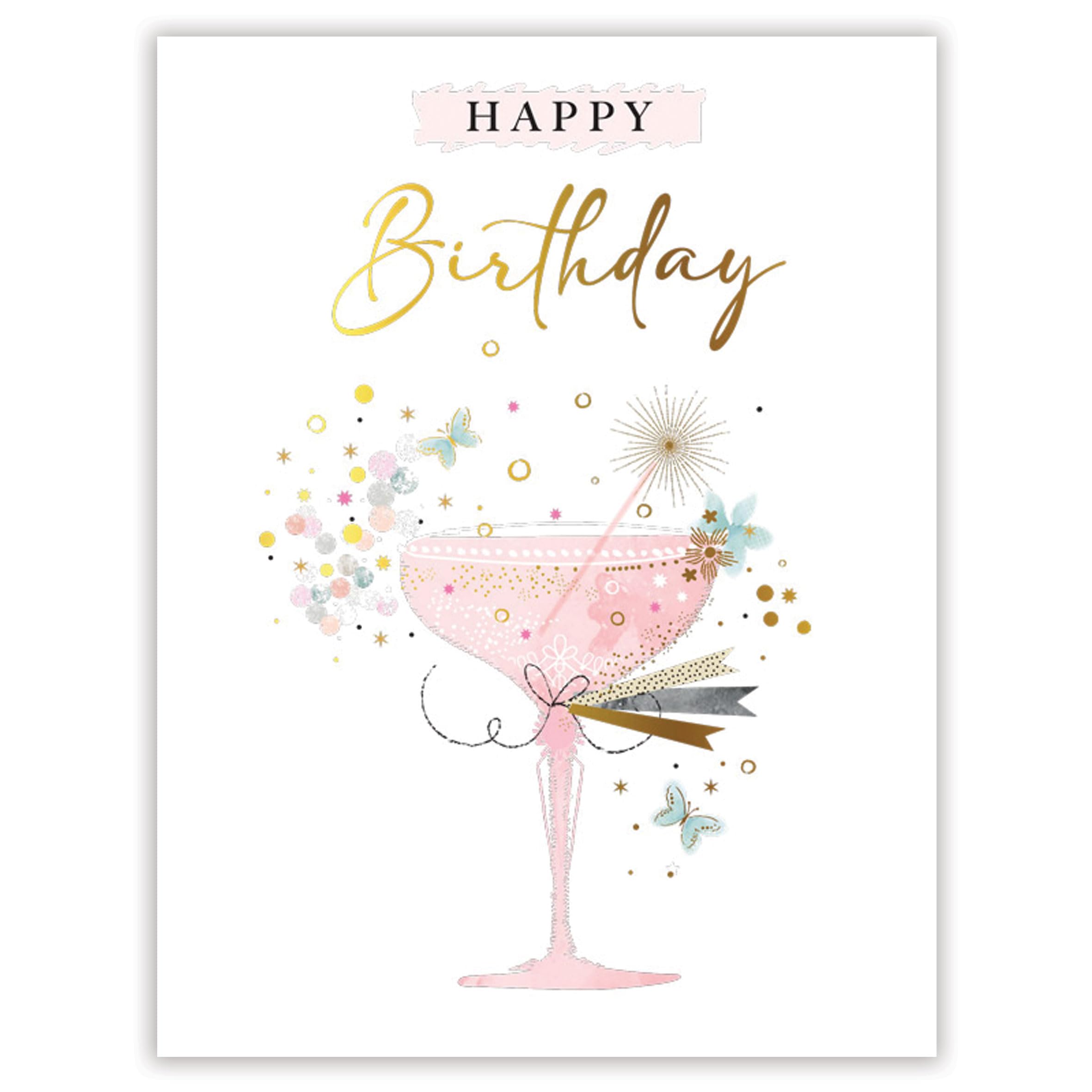Piccadilly Greetings Birthday Card Her - Female Birthday Card - Cocktail Glass Design - 8 x 6 inches