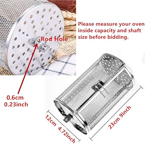 Miniatura 2 de Falytemow Asador de acero inoxidable para asador, 4.7 x 9.1 in, cesta de horno para horno, rotativo para cacahuete, nueces secas, granos de café,