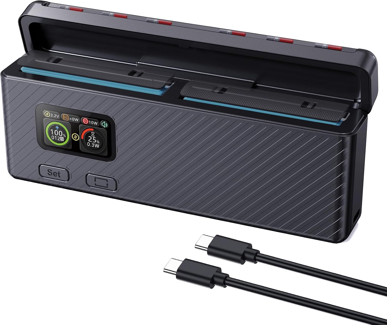 Battery Charger for Insta360 X5, Dual‑Slot LCD Charger with 6‑Slot TF Card Storage, Battery NOT Included