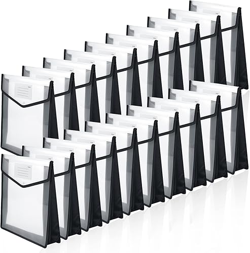 Paquete de 30 carpetas expansibles verticales, color negro, carpetas de archivos de plástico, carpetas expansibles, carpetas de archivos