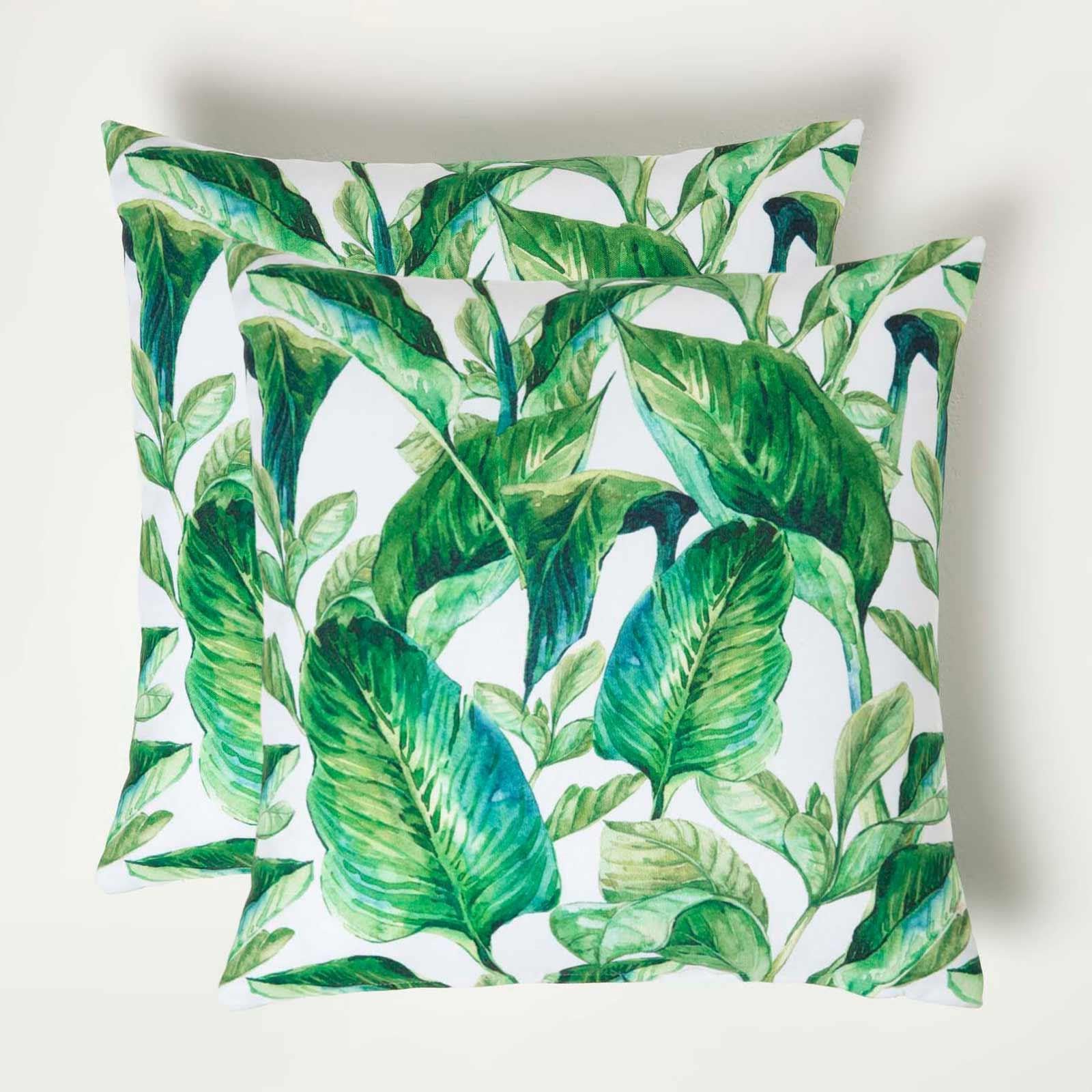 Homescapes Banana Leaf Outdoor Cushion 45 X 45 Cm, Set Of 2