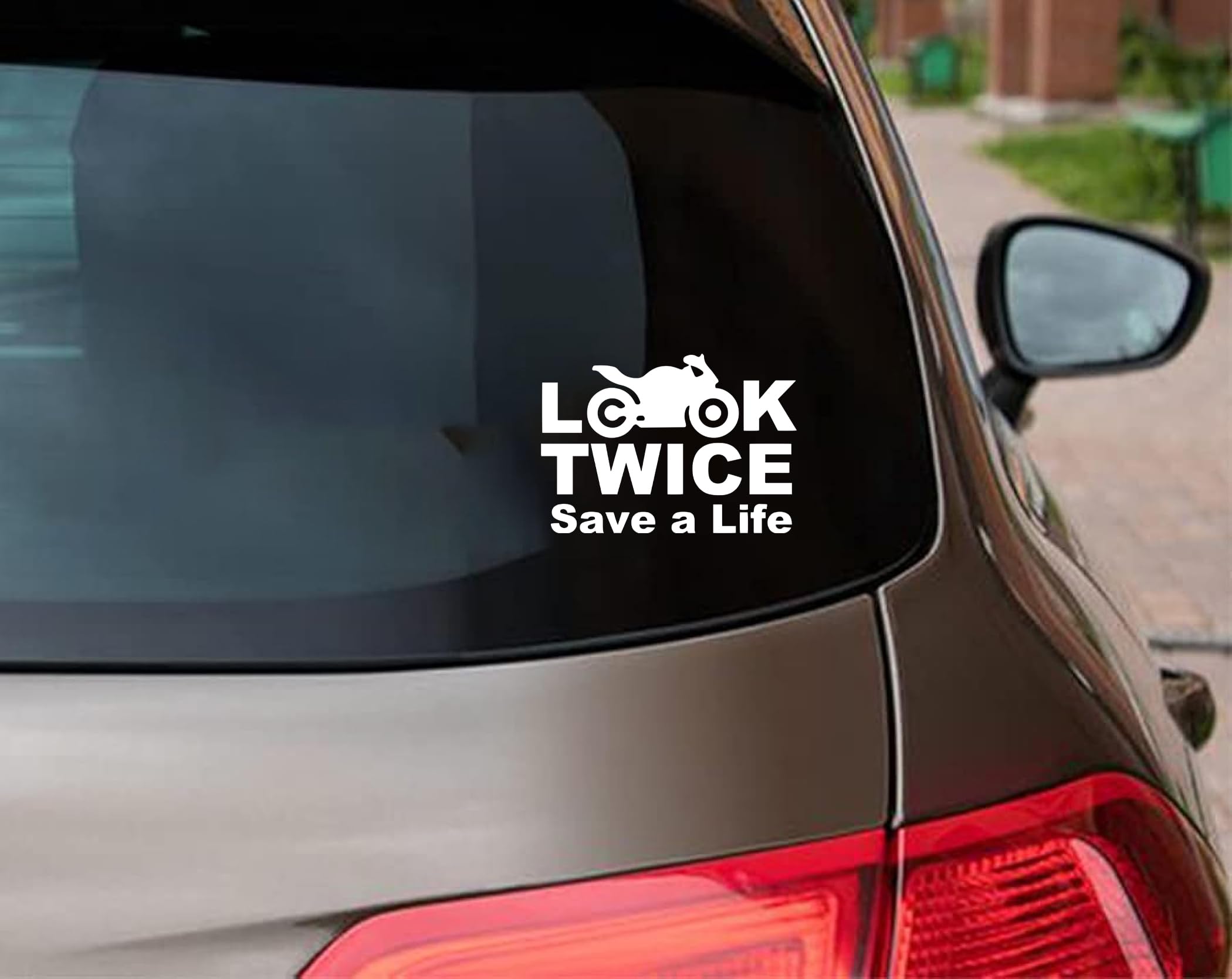 Look Twice Save A Life Sarcastic Funny Sticker for Car, Bike, SUV, Truck, Helmet, Laptop, Water Bottle, Notebook, Decal Window, Guitar, Skateboard, Bumper Vinyl Waterproof Sticker 5 inch (White)