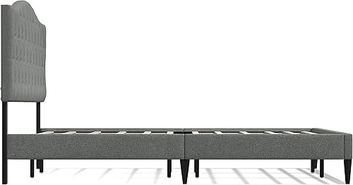 Miniatura 27 de Glenwillow Home OROS - Marco de cama tapizado con plataforma copetuda, respaldo copetudo, base de colchón, soporte de listones de madera, no