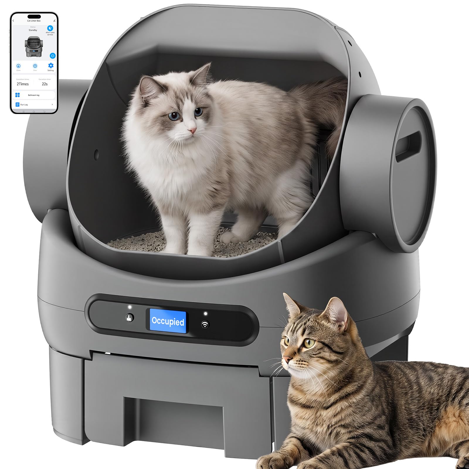 Automatic Cat Litter Box, Smart Self Cleaning Cat Litter Box Anti-Pinch, 10 Safe...