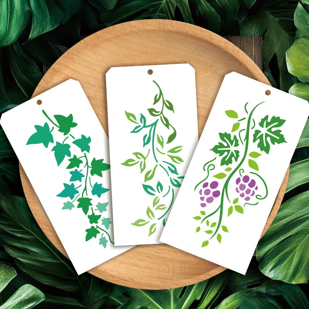 GOMAKERER 12 Pcs Leaf Vine Stencils for Painting 12 Styles Plant Leaves Painting Stencils Reusable Art Drawing Templates for Drawing on Wall Wood Home Decor - Image 4