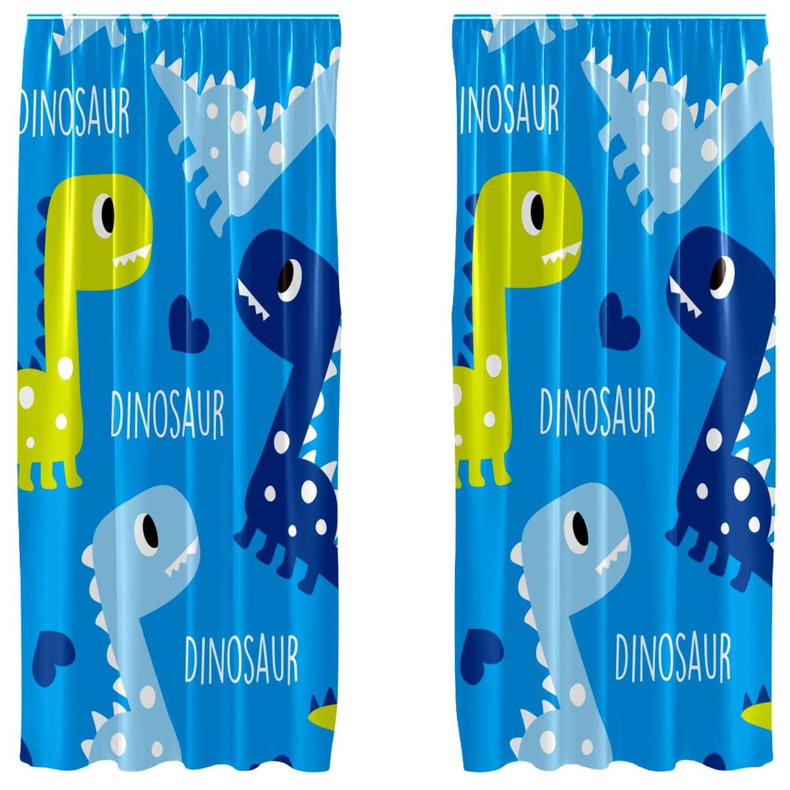 Cortinas de dinosaurio azul tipo blackout para el cuarto de juegos o dormitorio infantil