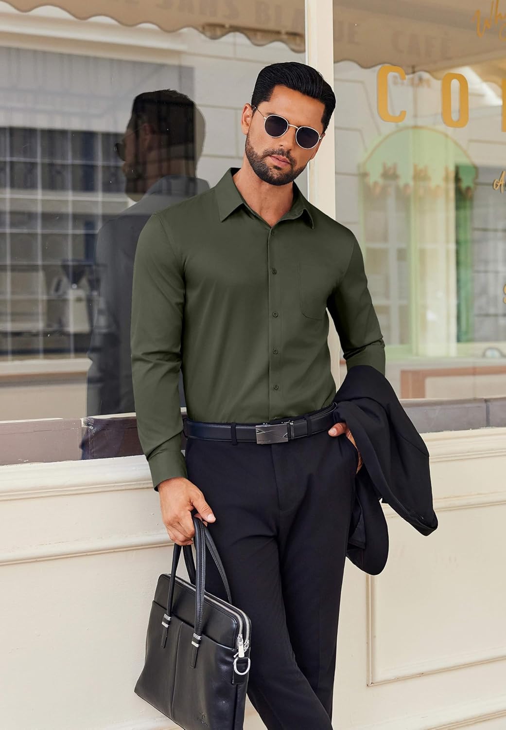 COOFANDY Men's Dress Shirt Solid Long Sleeve Wrinkle Free Formal Shirt Business Button Down Shirts with Pocket - Image 3