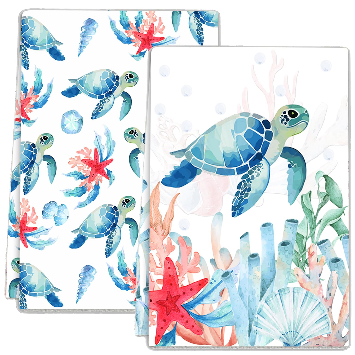 Kou Marty Sea Turtle Ocean Kitchen Towels 2 Pcs Decorative Hand Towel Absorbent with Hanging Loop 16”X 24”