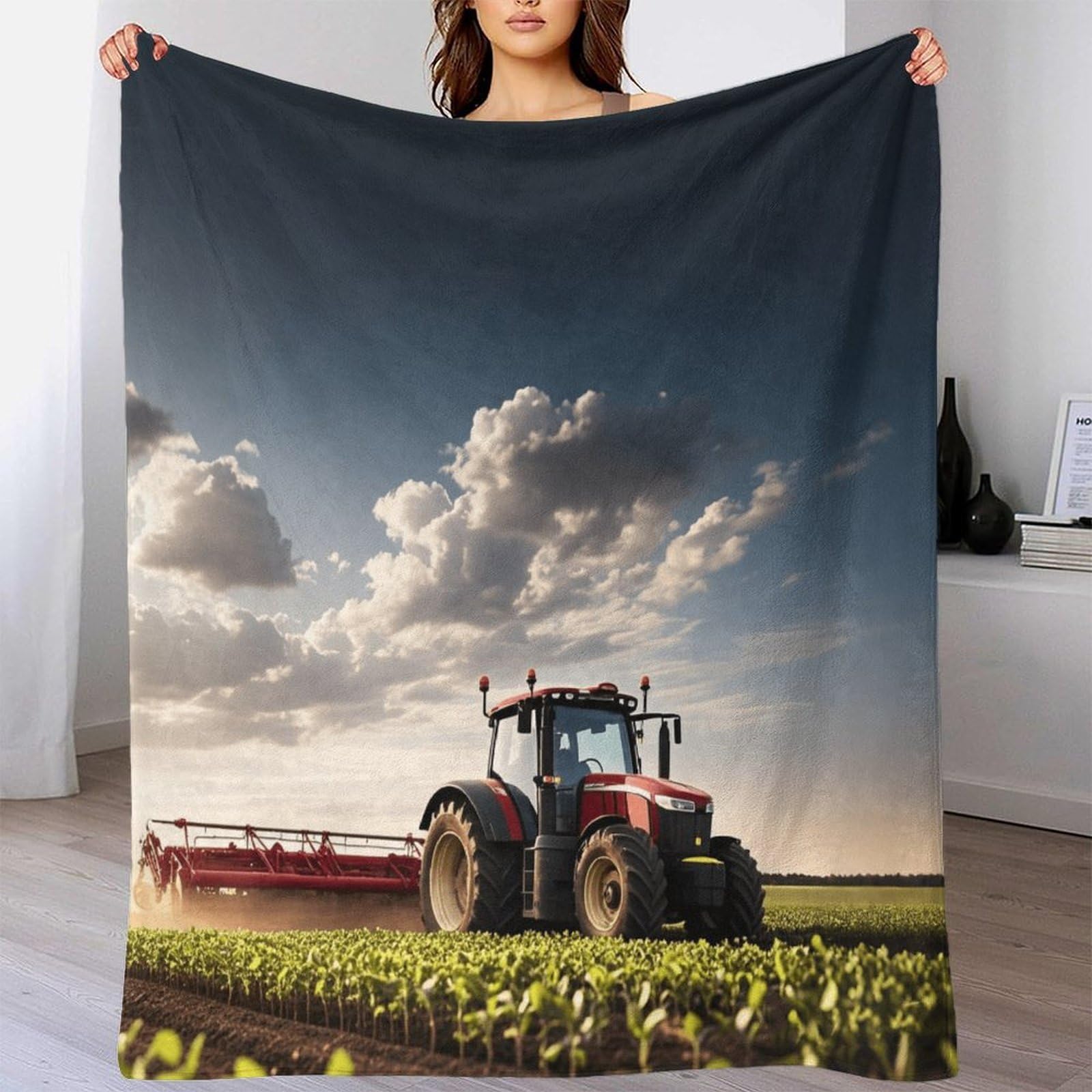 LILIlaobiao Silk Touch Warm FT Tractor Fleece Blankets - 340 GSM Johndeer Throws for Sofa Fluffy Blanket 50x60inch(127x152cm) Bed Throw for Bedroom, Couch, Travel, Kids