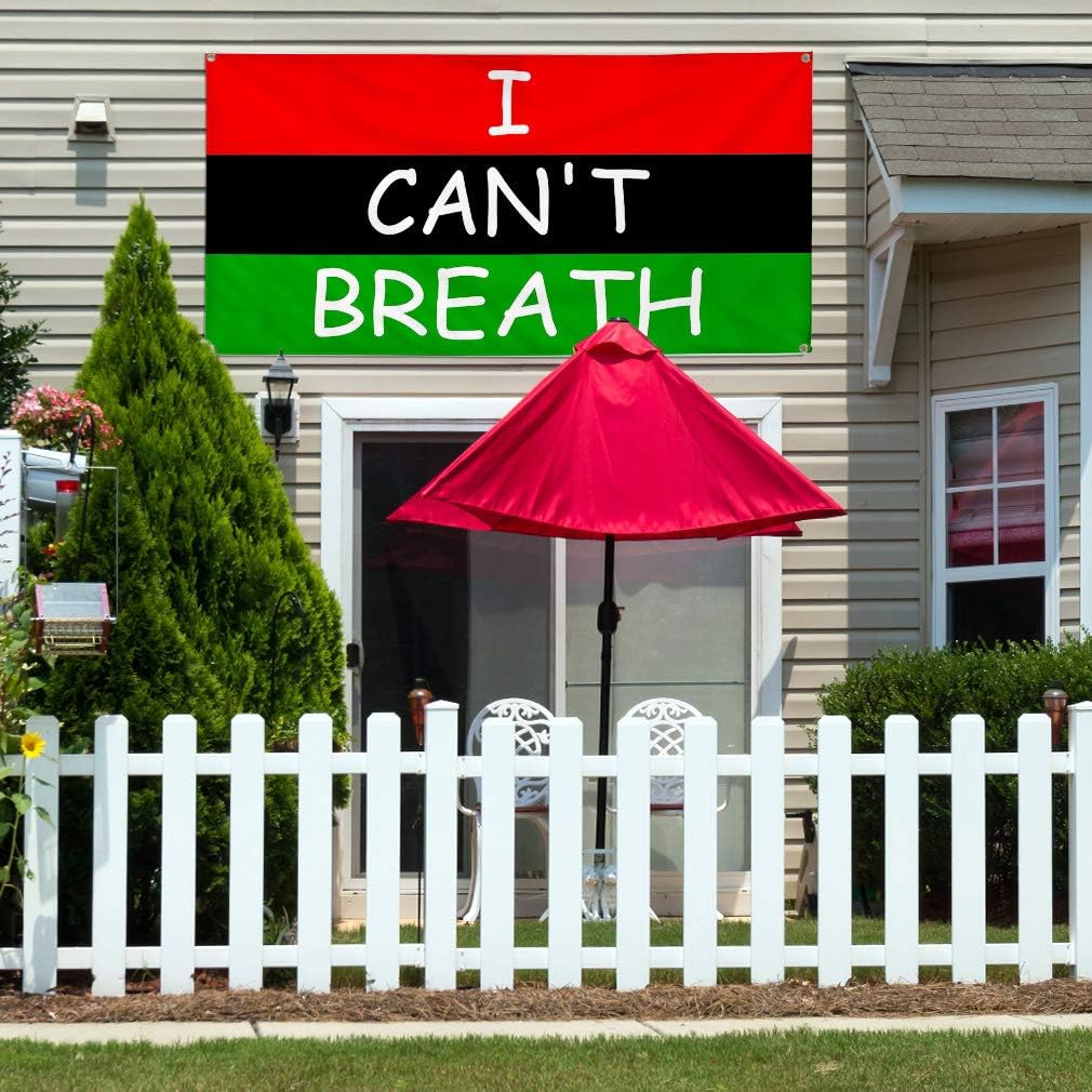 Vinyl Banner Multiple Sizes I Can't Breath Flag Lifestyle Outdoor Weatherproof Industrial Yard Signs Red 4 Grommets 16x40Inches