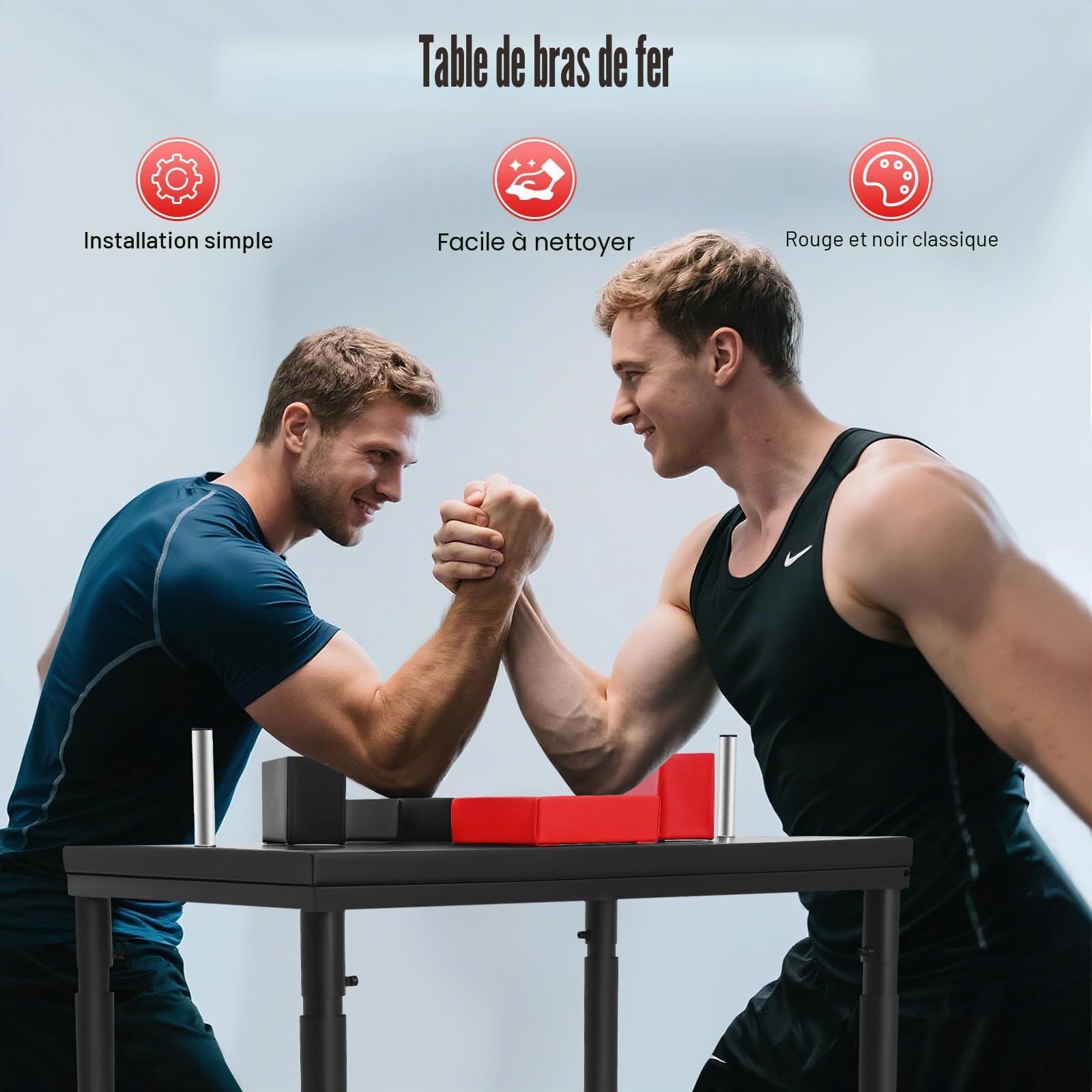 Table professionnelle de lutte pour bras - Table de compétition standard avec support de poignet réglable - Appareil d'entraînement pour la maison, la salle de sport, le club, le bureau - Capacité de