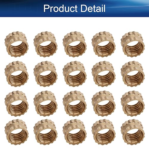 Miniatura 10 de Yinpecly 100 tuercas moleteadas M2.5, rosca hembra M2.0.197 x 0.150 x 0.157 in, inserción roscada métrica a través de rosca, ajuste prensado en