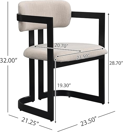 Miniatura 2 de Christopher Knight Home Auber - Juego de 2 sillas de comedor tapizadas modernas, juego de sillón de comedor tapizado de tela con marco de metal,