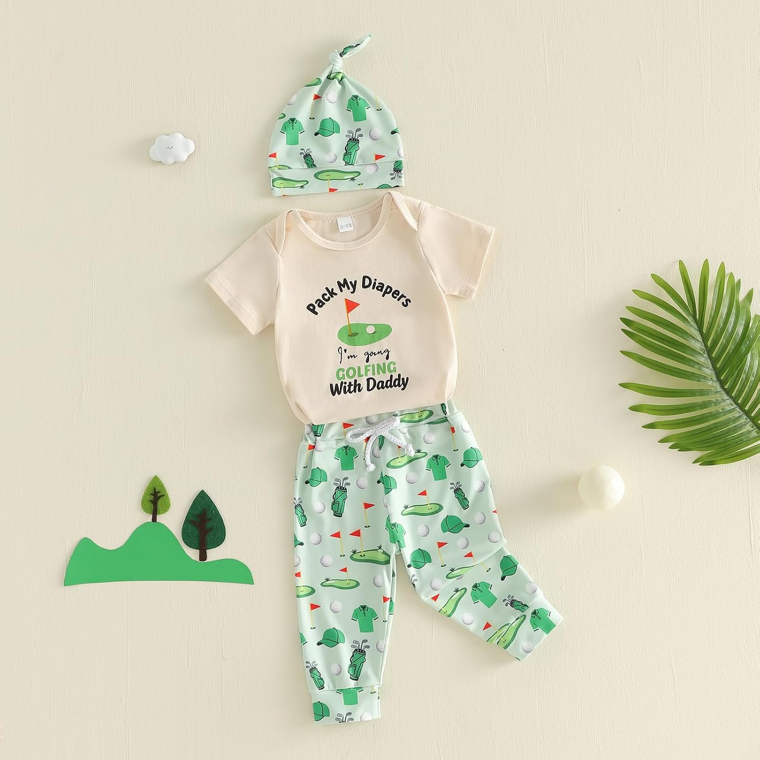 Pack My Diapers Im Going Golfing With Daddy Newborn Baby Boy Summer Clothes Short Sleeve Romper Pants Set Golf Outfit