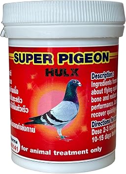 HULX Super Pigeon 100 Tablets, Bird Booster & Rooster Booster Speed Vitamins Health Chicken Supplement Increasing Energy Flying, Muscle Bone, Reduce Cramp Feed All Poultry Hen Food