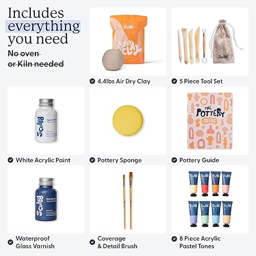 Miniatura 2 de Sculpd - El kit original de cerámica - Kit completo de arcilla seca al aire para adultos incluye herramientas de escultura, barniz, pinceles de