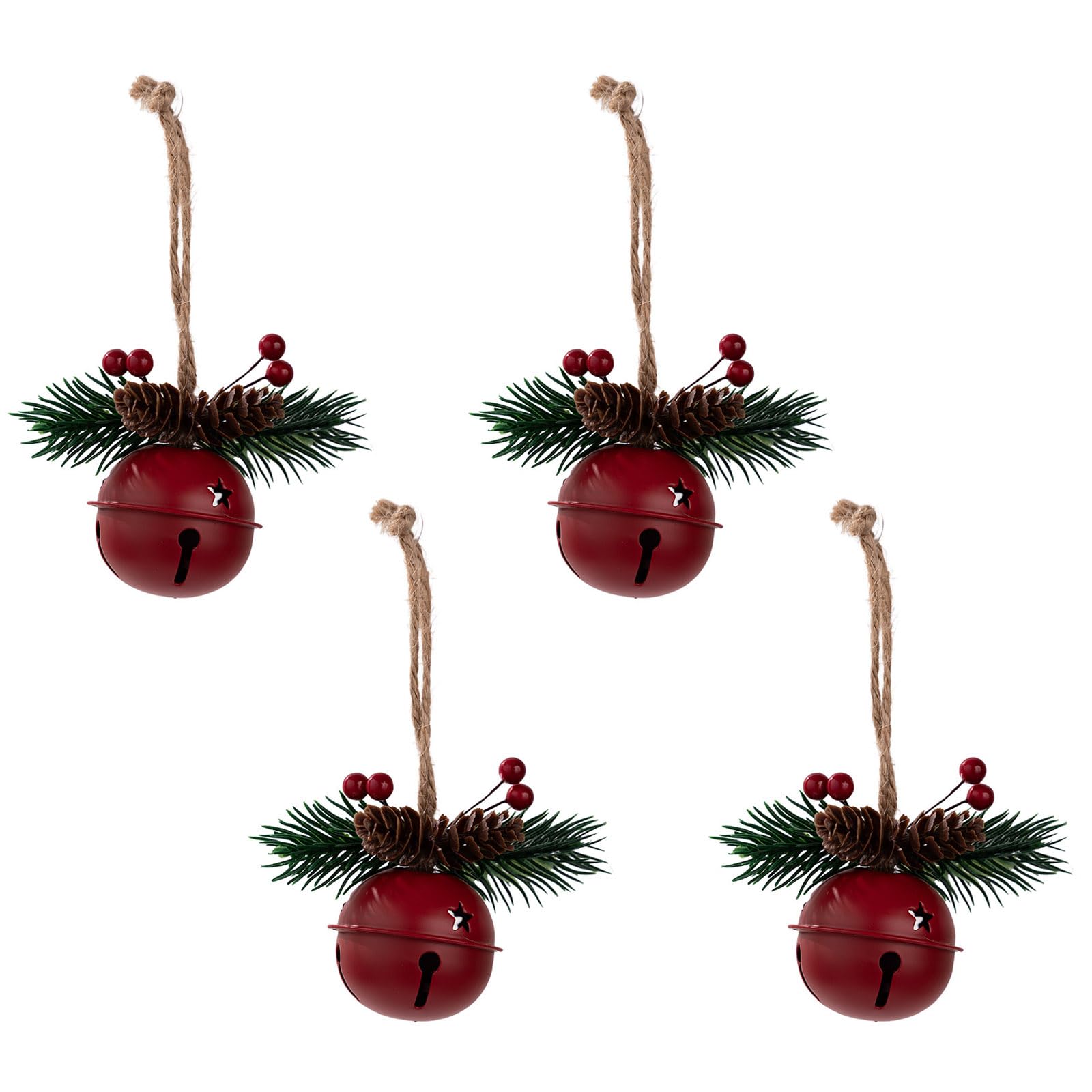 4 decorazioni natalizie da appendere alla porta, per albero di Natale per interni ed esterni, decorazioni per albero di Natale, campane