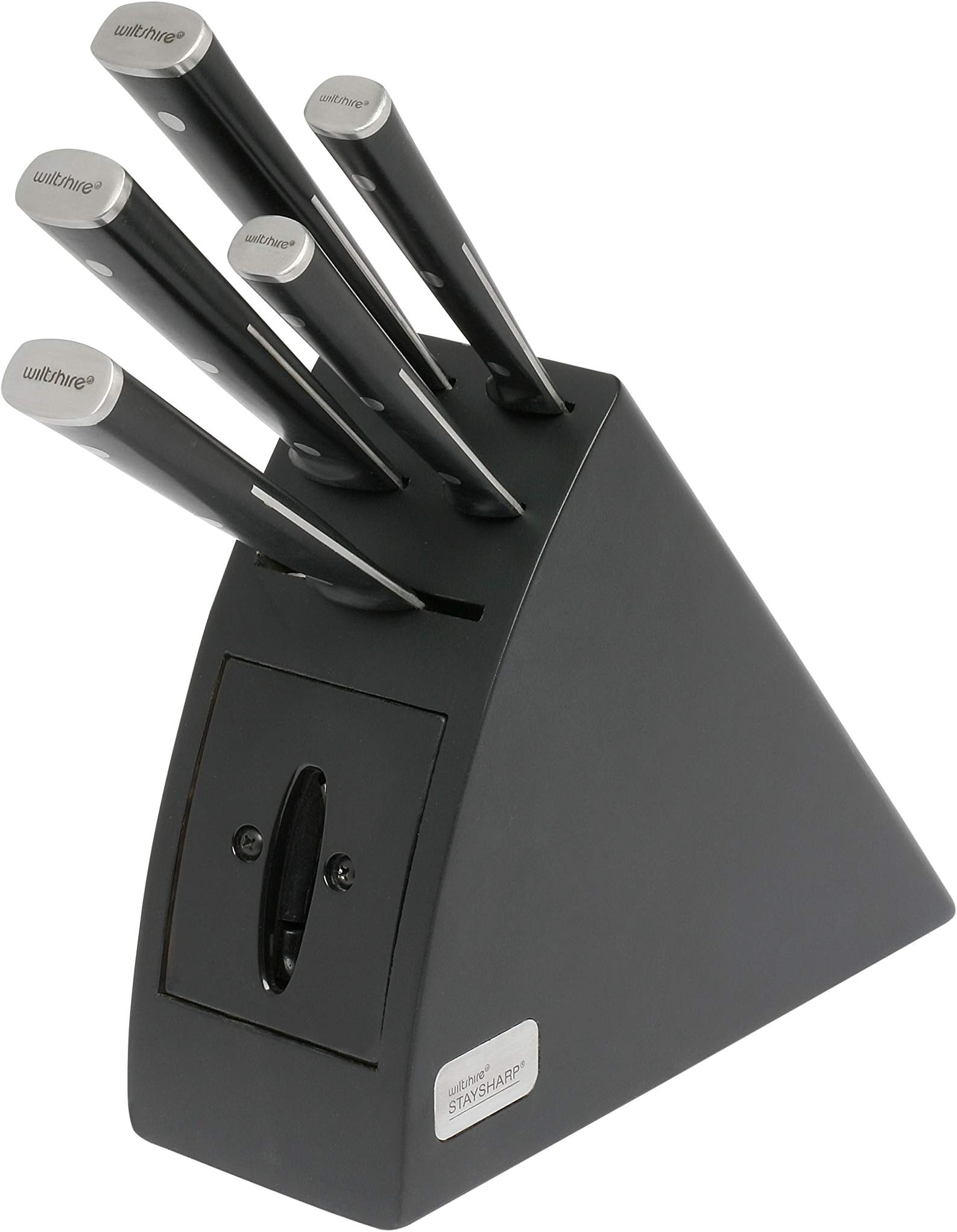 Wiltshire Stay Sharp Radius 5 Piece Triple Rivet Knife Block with Sharpener | Kitchen Staysharp Knives