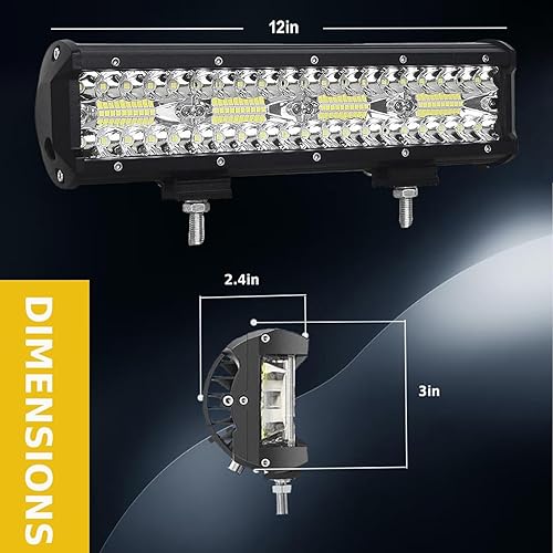 Miniatura 2 de Barra de luz LED ATV de 12 pulgadas, impermeable, para trabajo todoterreno, luz de inundación para Jeep Wrangler, 4Runner, camión, ATV, UTV, Go Cart