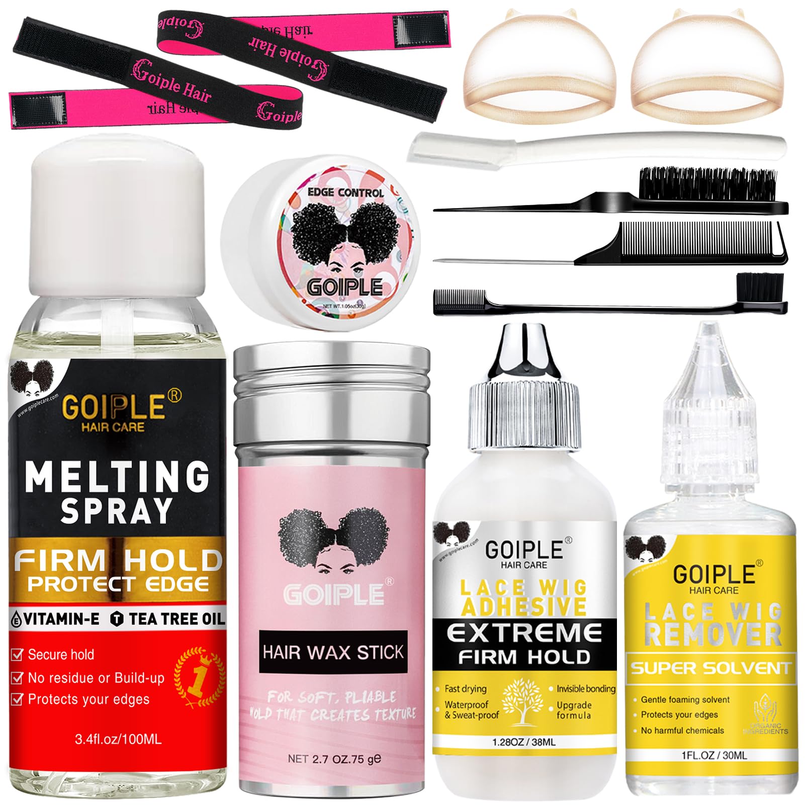Haarverlängerungs-Kleber-Spray-Set, Lace-Front-Perücken- und Verschluss-Kleber, kein Schmelzen für Perücken & Extensions