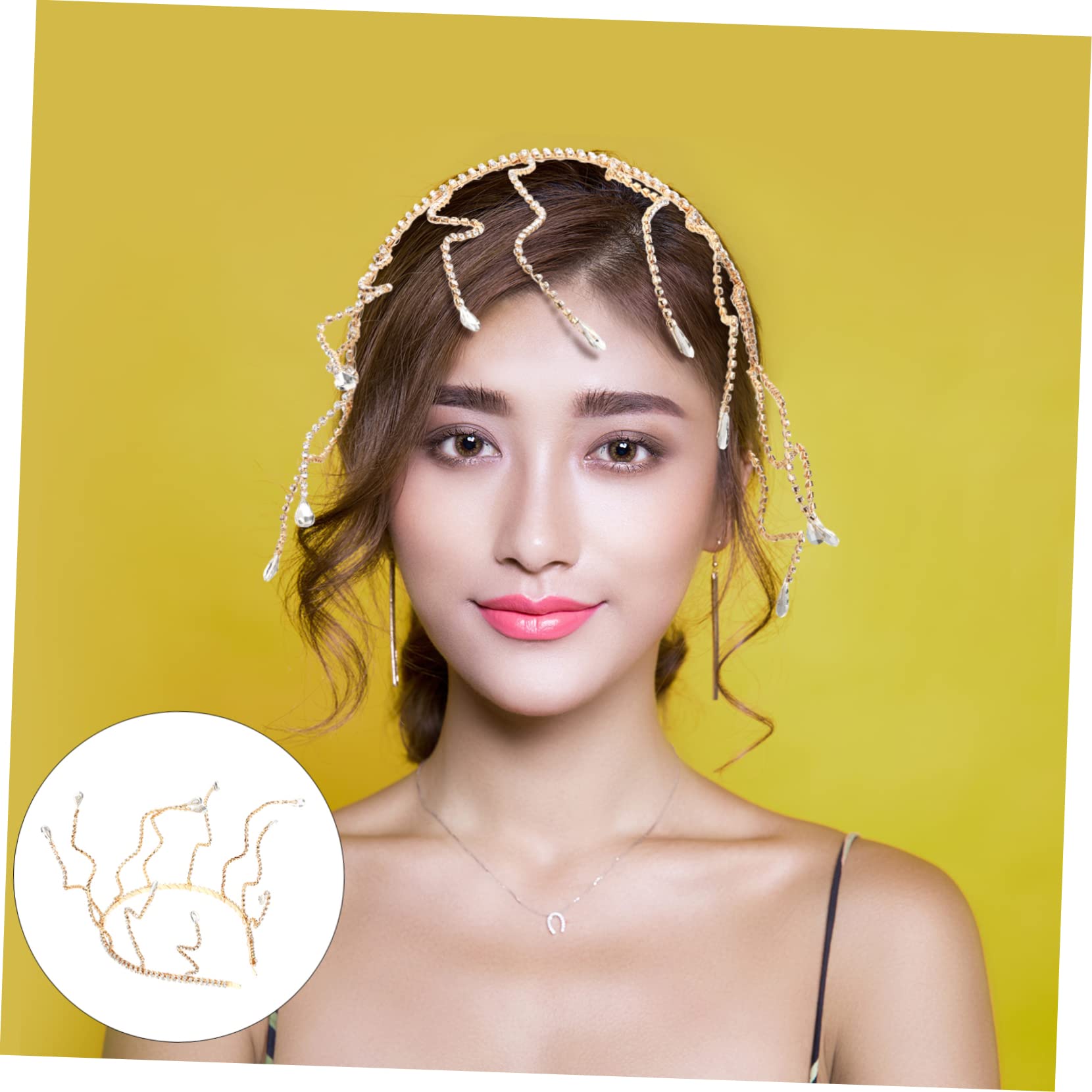FRCOLOR 4 Stück Braut Stirnband Damen-Stirnband damen stirnbänder Hochzeit Brautkrone wedding hair accessories brauthaatschmuck Strass- Haarschmuck für die Braut Metall Golden