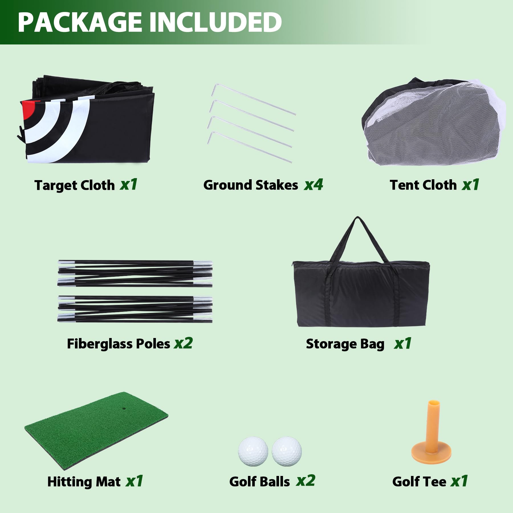 REDCAMP Red de entrenamiento de golf 10x7 pies con césped y estera de impacto
