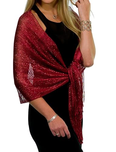 ShineGlitz Shawls and Wraps for Evening Dresses, Metallic Glitter Shawls