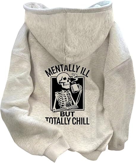 RoseSeek Women's Skull Graphic Hoodies Halloween Drawstring Pullover Tops