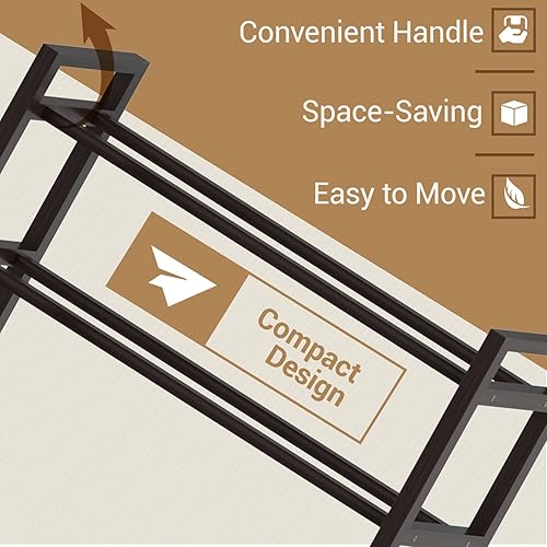 Miniatura 7 de Haddockway Zapatero de bambú para armario, organizador de zapatos independiente con varillas redondas suaves y asas prácticas, estante apilable de