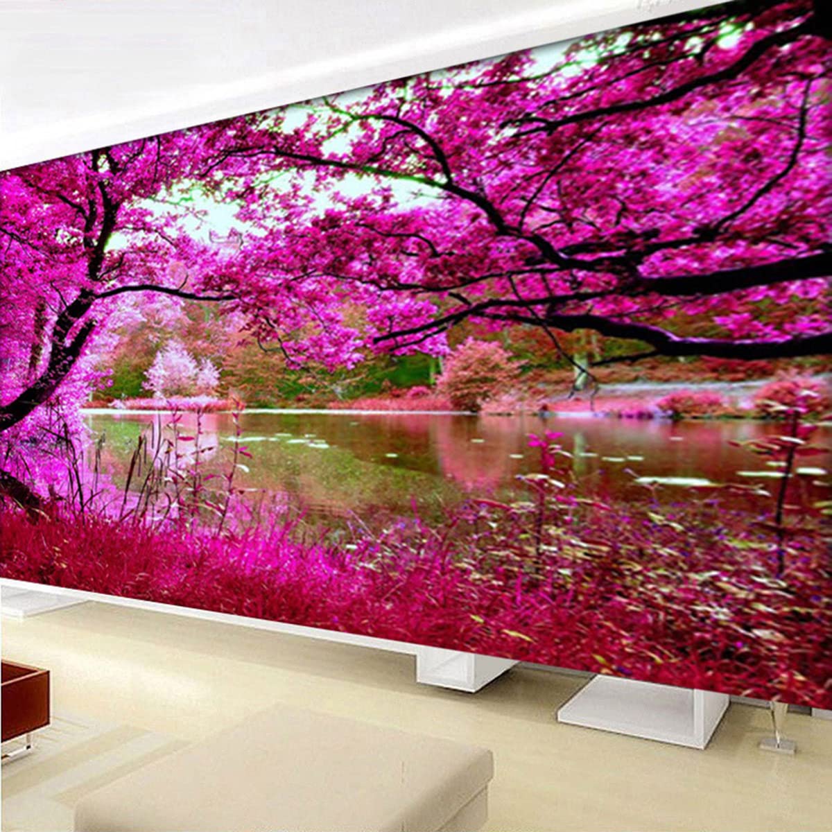 Instarry DIY 5D Diamond Painting Kit Completo Punto de Cruz Diamante Paisaje del Árbol de Sakura Decoración Casa 120x50 cm