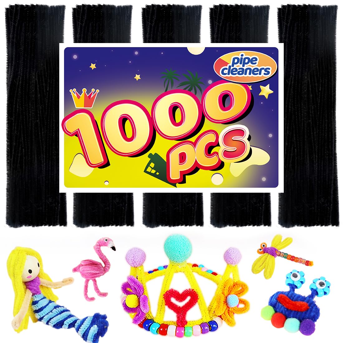 Arts &amp; Crafts Supplies - 1000 Black Pipe Cleaners