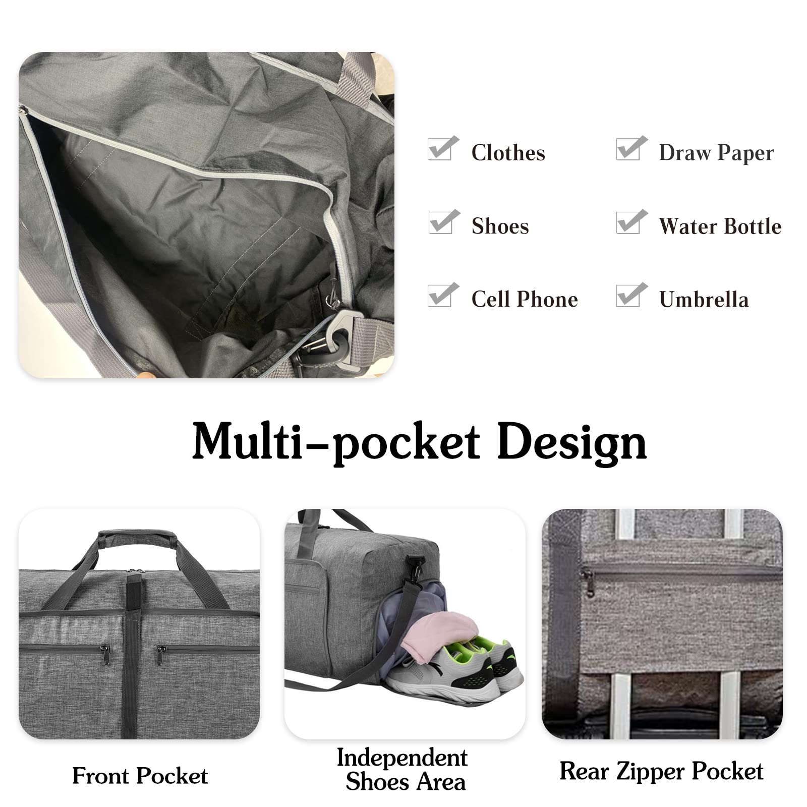 CORIOS Borsone da Viaggio Uomo/Donna 115L Pieghevole Borsa Sportiva Grande Bagaglio a Mano con Scomparto Scarpe Borsone Palestra Ultra-Leggero Piscina Palestra Weekender Pernottamento Verde Scuro