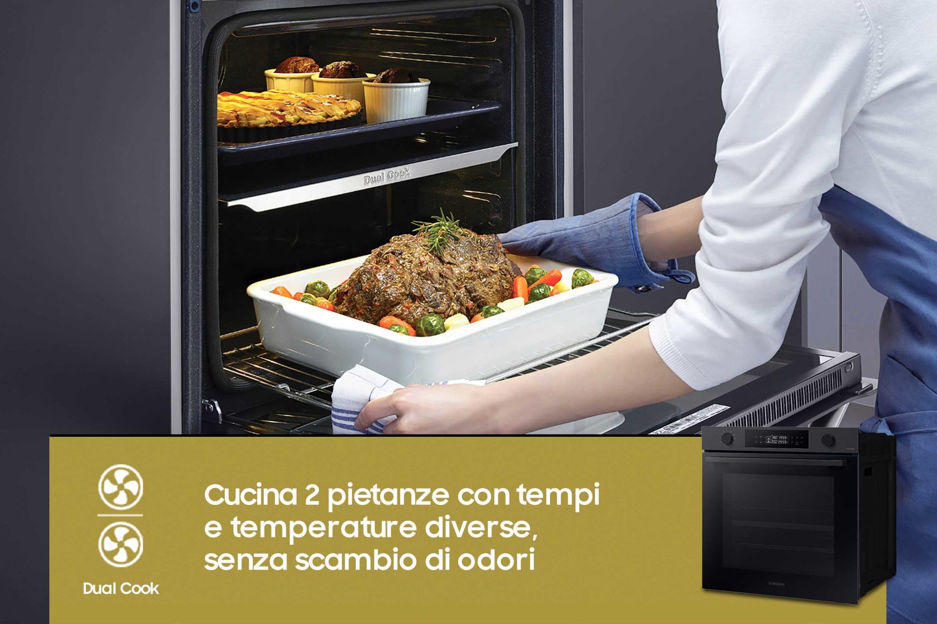 Forno Elettrico Ventilato Grill/Vapore 76 Litri Classe A+ 56 cm Nero - NV7B4440VBB
