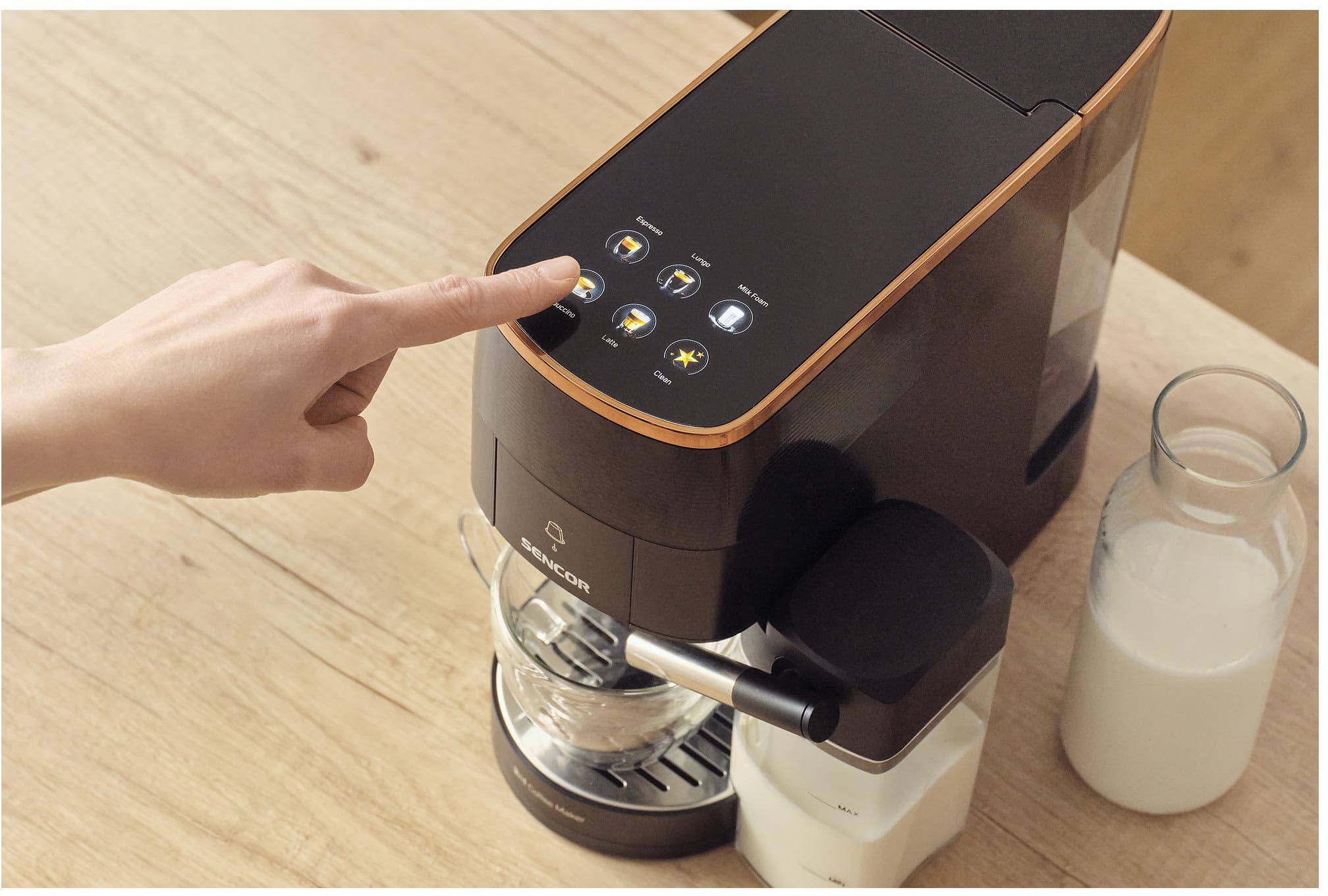 Sencor SCC 3000BK Macchina da Caffè 3 in 1, Multi-Capsula, 19 Bar, Display LED Touch, 1450W, Nero
