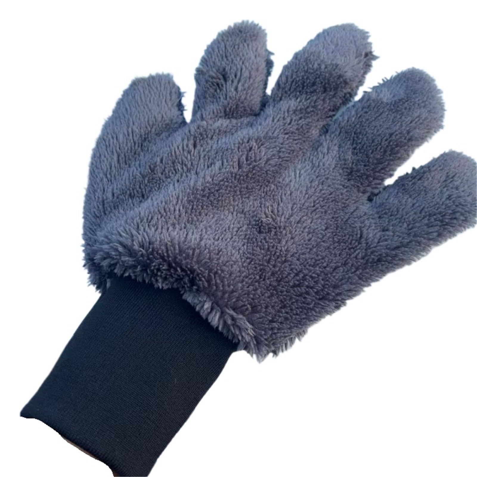 PawUniscript 2pcs Double Sided Plush Car Wash Gloves - Thickened Five Finger Scrubbing Mitt for Effective and Safe Cleaning(Color 1)