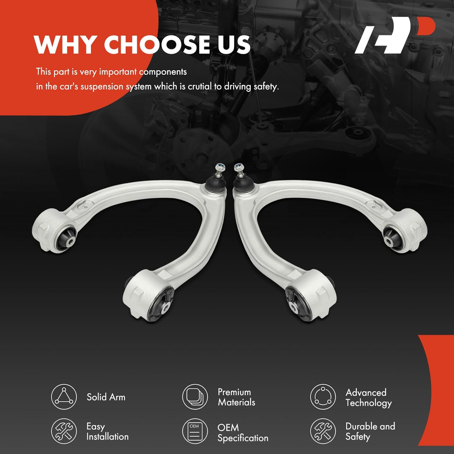 A-Premium 2 x Front Upper Control Arm, with Ball Joint & Bushing, Compatible with Mercedes-Benz S430 & S500 00-02, S55 AMG & S600 01-02, CL500 00-06, CL55 AMG & CL600 01-06, CL65 AMG 05-06