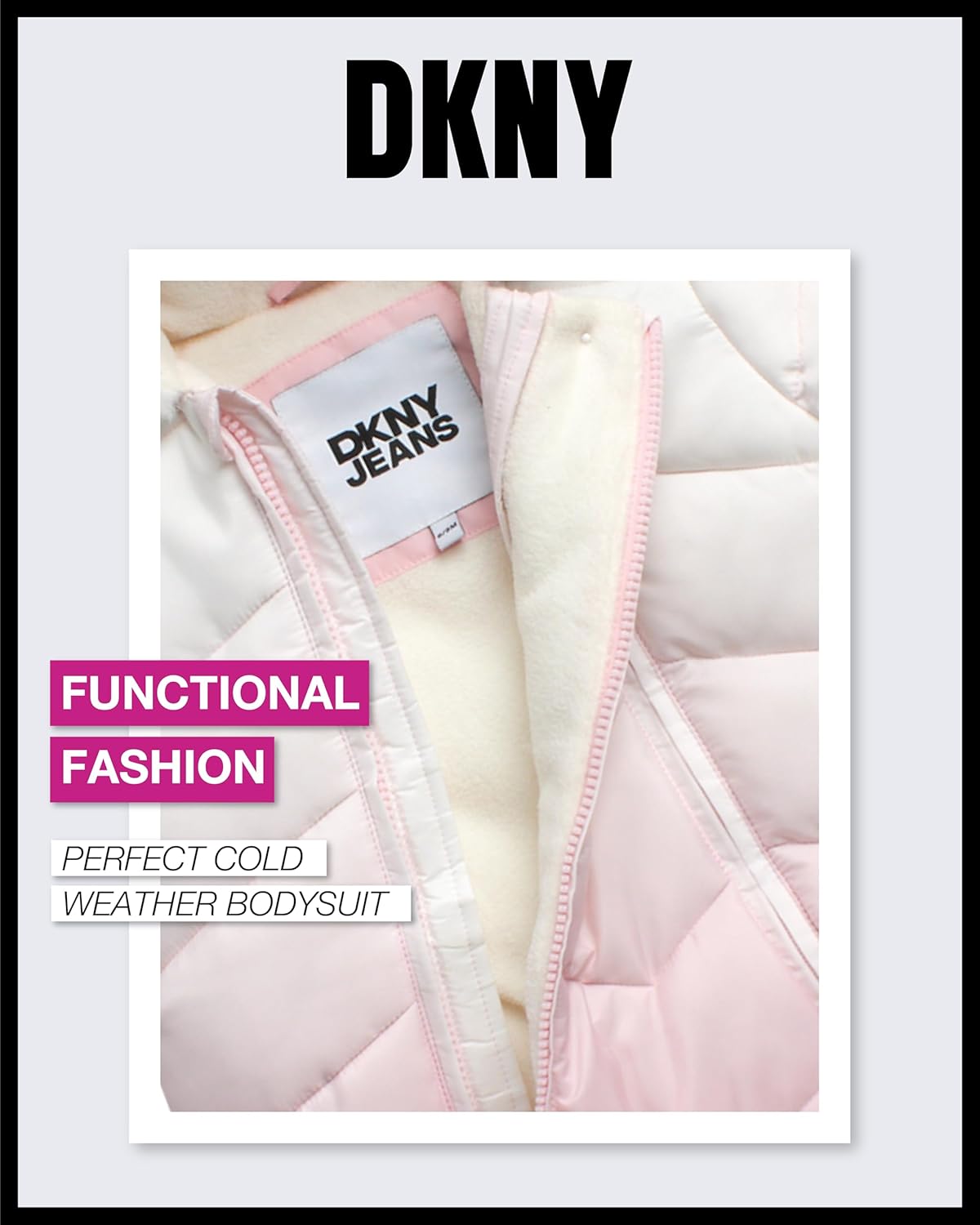 DKNY Baby Girls Snowsuit - Soft Fleece Lined Hooded Winter Pram Baby Snowsuit Outerwear for Newborns & Infants (Sizes 3-9M) - Image 4