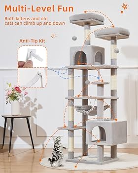 Taoqimiao Cat Tree, [68 Inch=172cm] Cat Tower, Cat Tree for