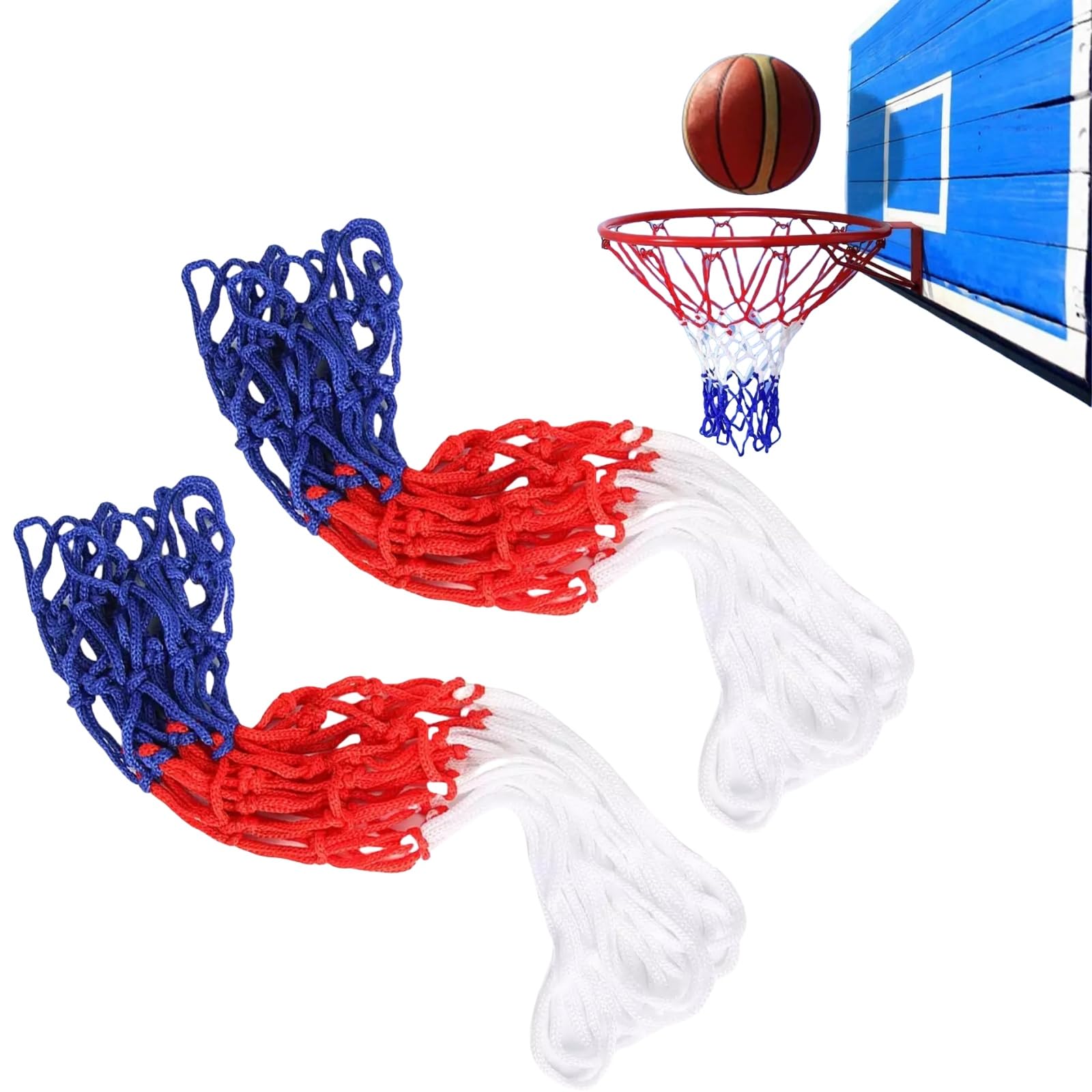 Rete Per Canestro Da Basket - Sostitutiva, Nylon, Colori Blu-Rosso-Bianco, 52 Cm - Foto 10