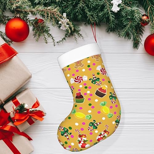 Miniatura 7 de UGTEWXU Bonito regalo de Navidad, regalo personalizado de hombre de jengibre, pastel de caramelo, calcetín de Navidad, medias de Navidad grandes,