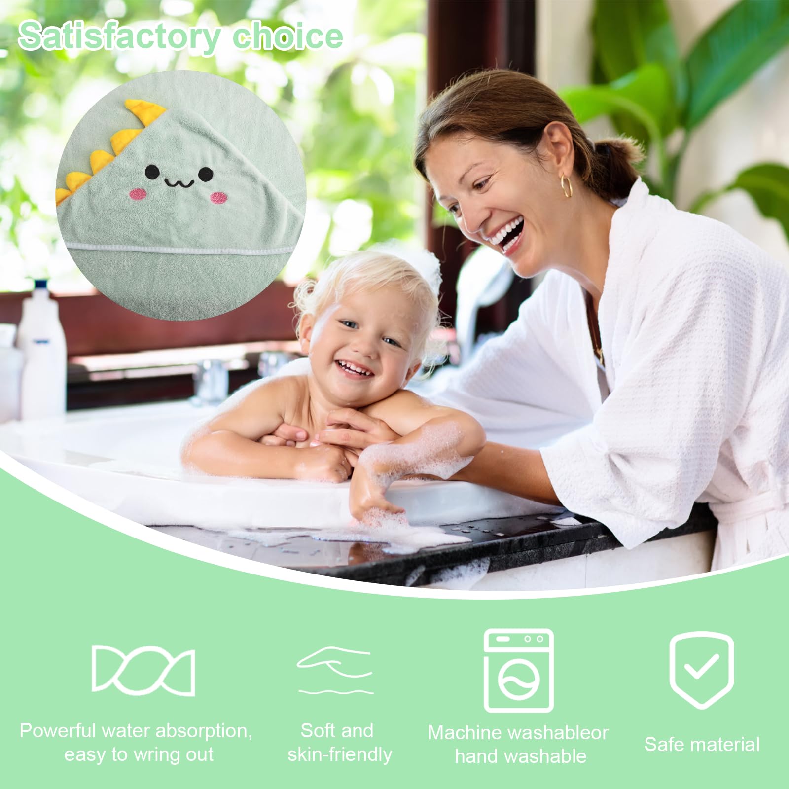 Cape de Bain Bébé à Capuche Sortie de Bain Bébé Super Absorbante 80 x 80cm Peluche De Corail De Haute Qualité Serviettes de Bain pour bébé 0-3 Ans