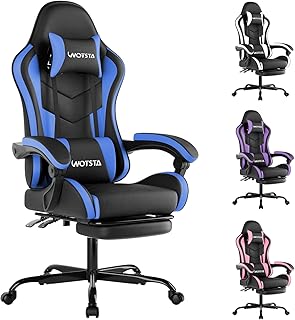 Gaming Chair with Footrest, Ergonomic Gaming Chair, Computer Chair with Lumbar Support, Head Rest, Height Adjustable PC Ch…