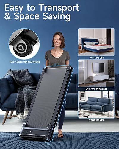 Miniatura 7 de Caminadora para el hogar – Cintas de correr para debajo del escritorio, mini máquina portátil para caminar y correr, delgada y compacta, motorizada